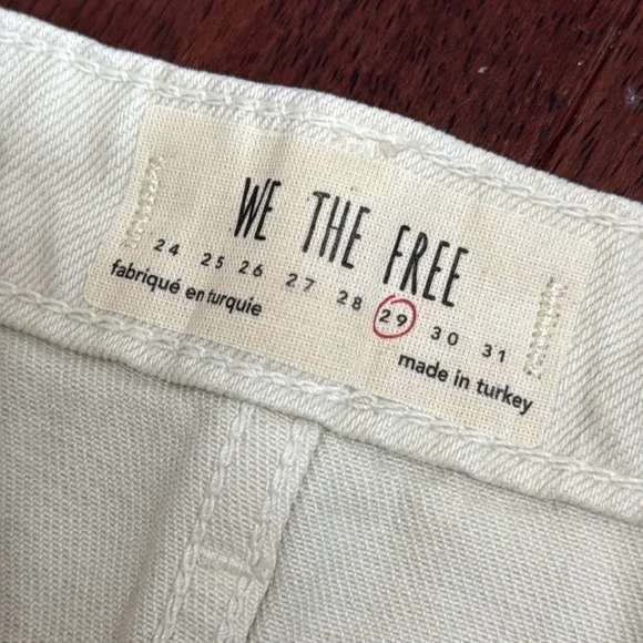 NWT Free People Button Front Distressed Cream/White Denim Skirt - Picture 3 of 6